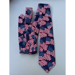 American Lifestyle Mens American Flag Necktie Navy Blue USA Stars Strip